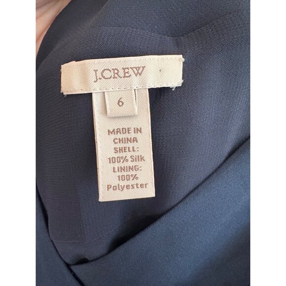 J.Crew Sophia Silk Chiffon Sleeveless V-Neck Midi Dress Navy Blue Women’s 6 - Picture 9 of 14